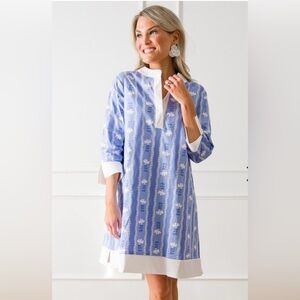 NWT Michelle McDowell Stem Stripe Camille Dress in Blue, size XXL